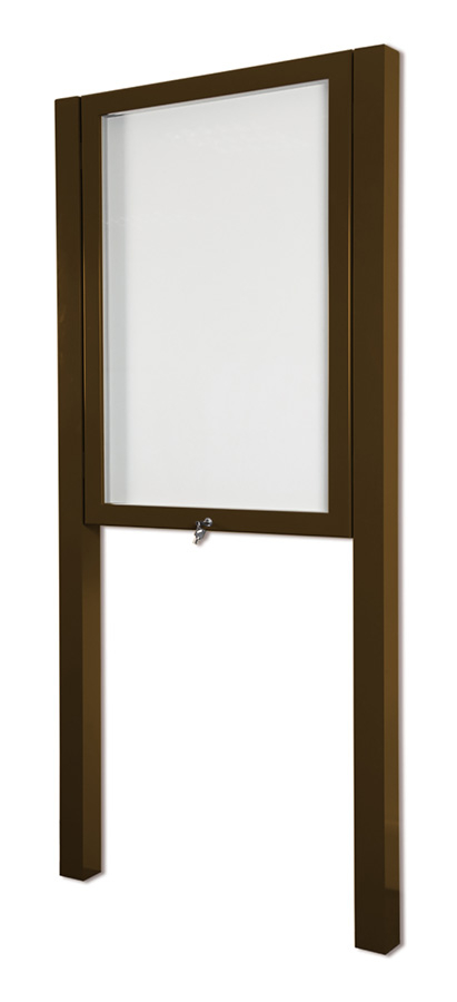 External Notice Boards post mounted. Lockable, outdoor poster frame in Chocolate Brown.