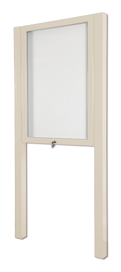 External Notice Boards post mounted. Lockable, outdoor poster frame in Cream.