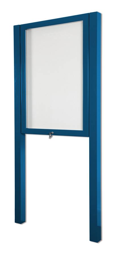 External Notice Boards post mounted. Lockable, outdoor poster frame in Gentian Blue.