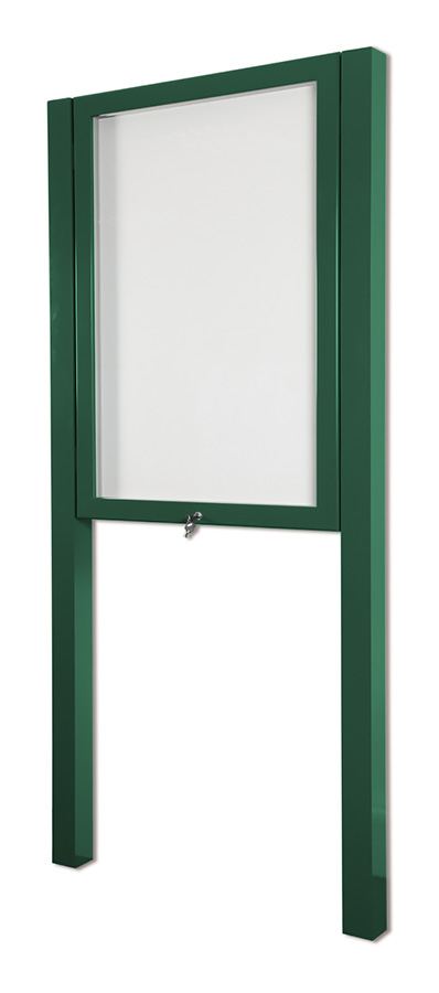 External Notice Boards post mounted. Lockable, outdoor poster frame in Moss Green.