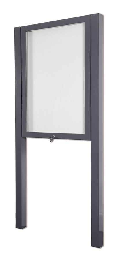External Notice Boards post mounted. Lockable, outdoor poster frame in Slate Grey.