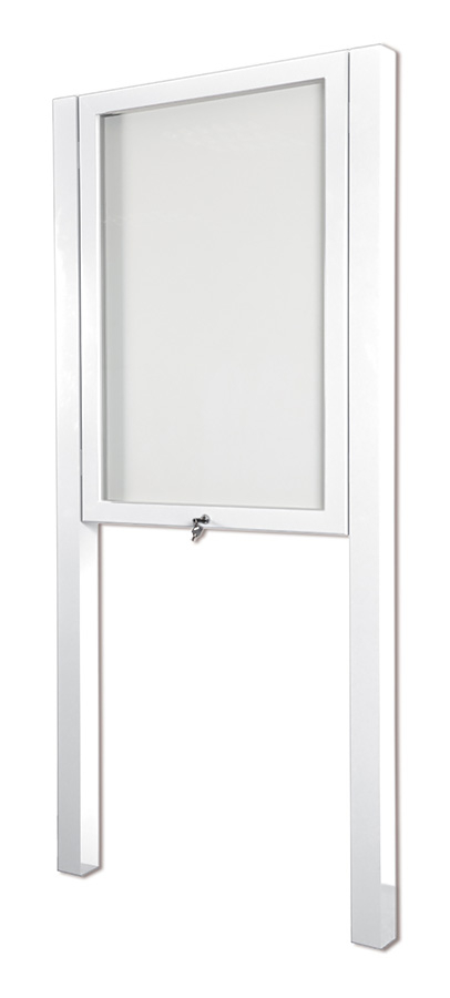 External Notice Boards post mounted. Lockable, outdoor poster frame in White.