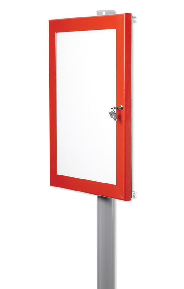 Red External Post Mounted Notice Board