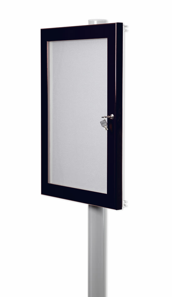 Black External Notice Board. Post mount included, ready for installation.