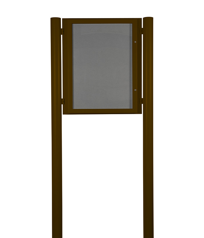 External Notice Boards post mounted. Lockable, outdoor poster frame in Chocolate Brown.