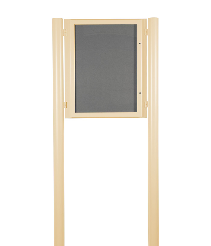 External Notice Boards post mounted. Lockable, outdoor poster frame in Cream.