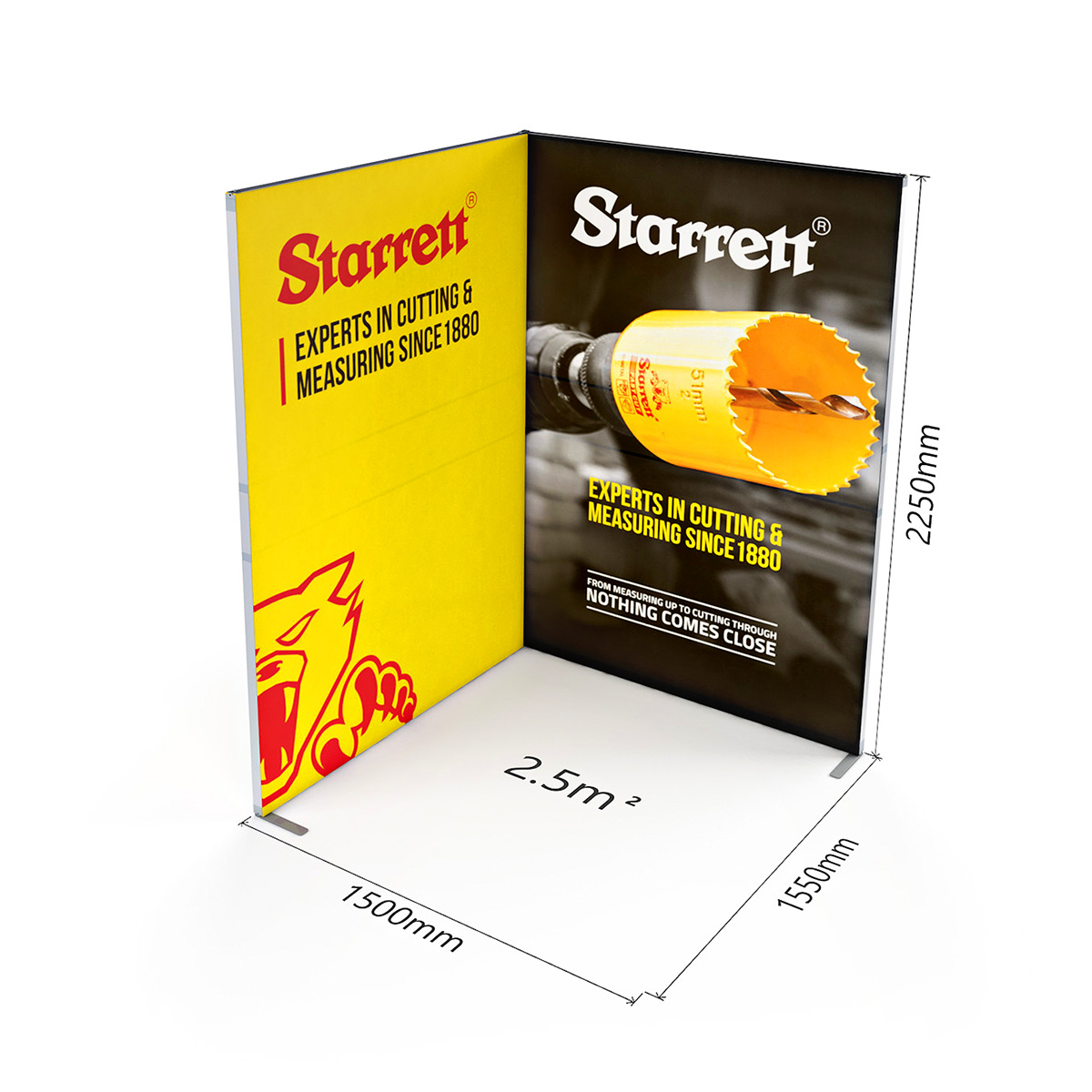 Dimensions of FABLOK® Fabric Display Stand 2m x 2m L-Shape Exhibition Booth