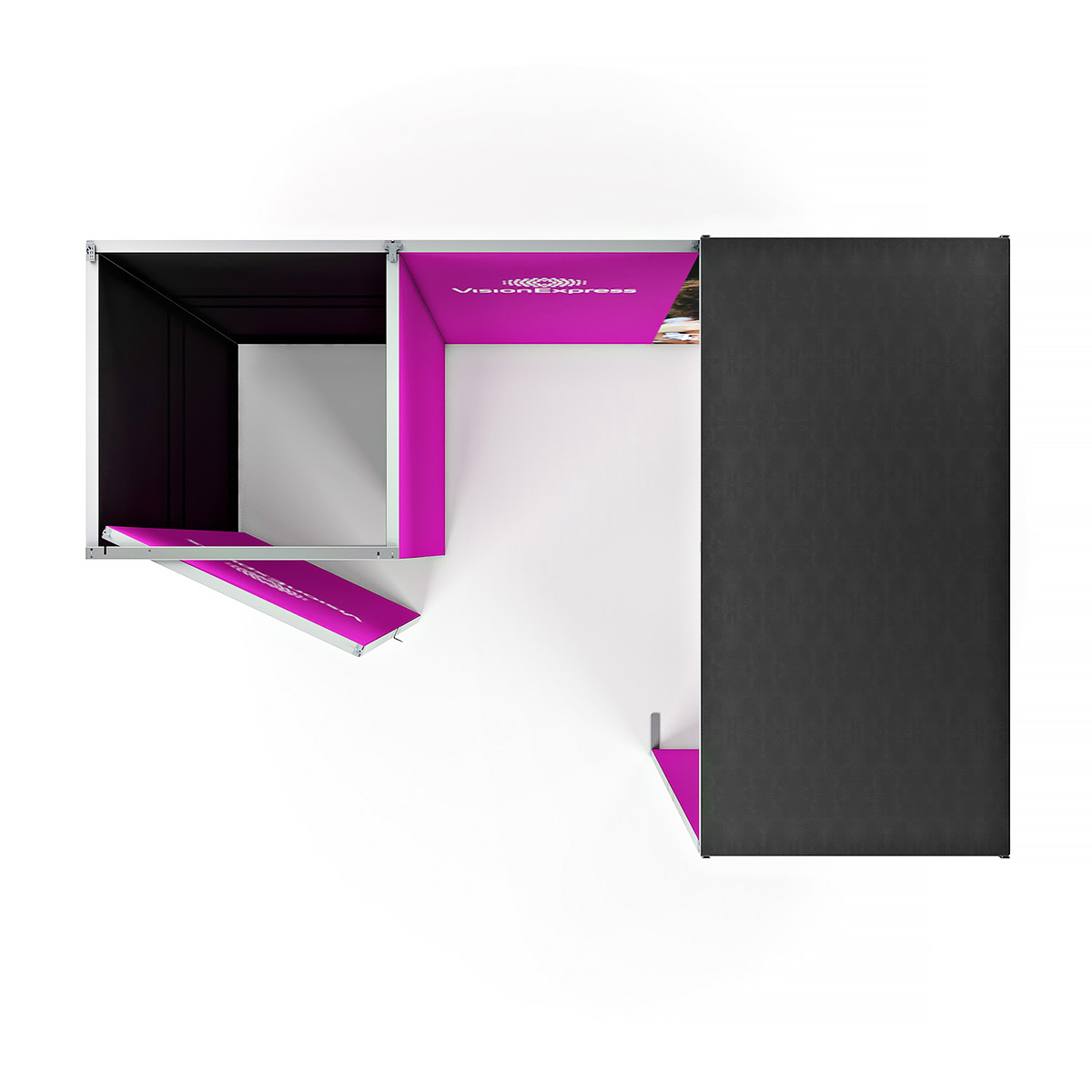 Overhead View of FABLOK® Fabric Display Stand Exhibition Backdrop With Display Arch 3x2.