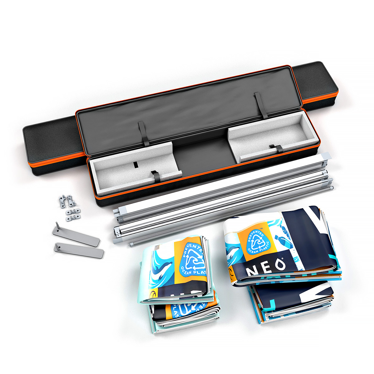 FABLOK® Exhibition Stand Backdrop SEG Frames Aluminium Banner Hardware And Tension Fabric Graphics For 2x2 Display.
