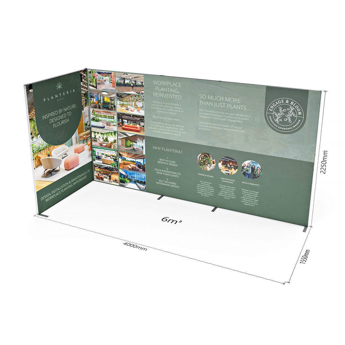 Floorplan Dimensions of FABLOK® Fabric Display Stand Exhibition Corner Display 4x2.