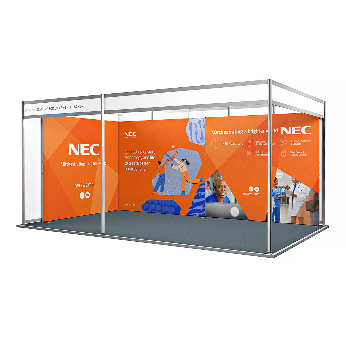 FABLOK® 5m x 3m Fabric Exhibition Display Corner Shell Scheme Booth