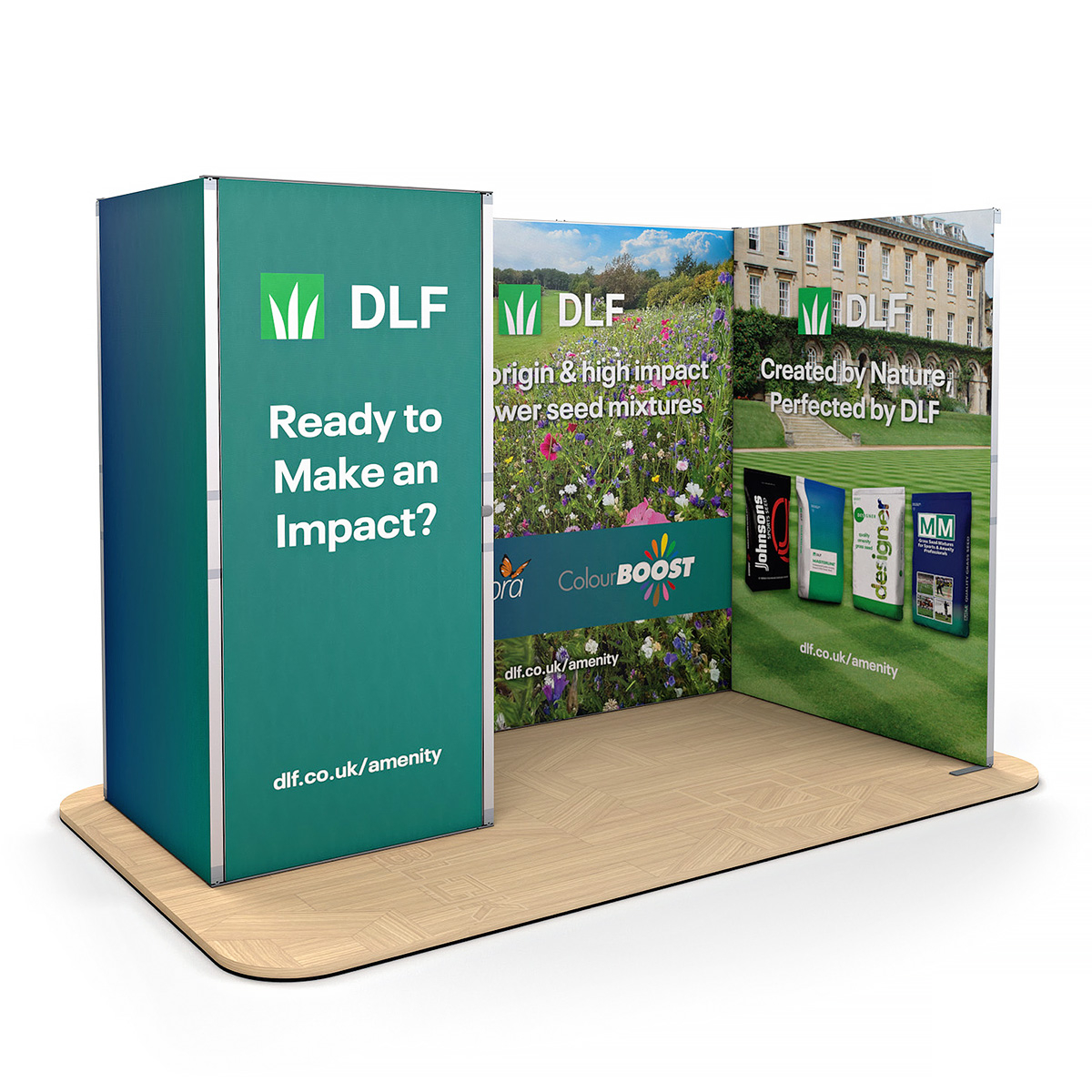 FABLOK® Modular Exhibition Stand Fabric Display With Storage Cupboard 3m x 2m