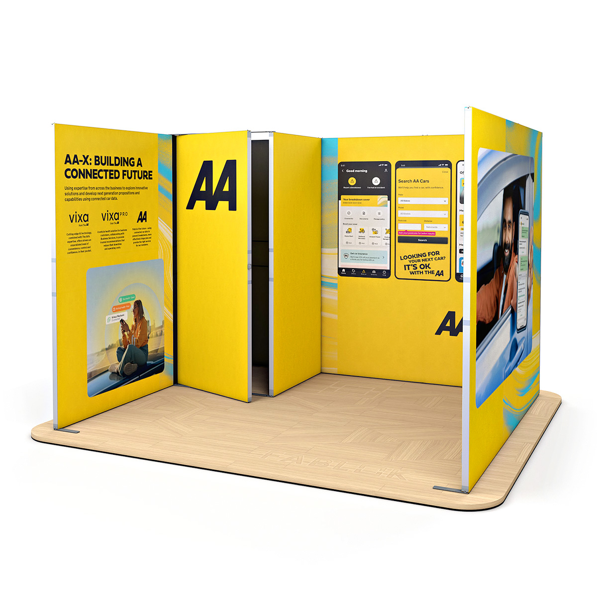 FABLOK<sup>®</sup> Modular Exhibition Stand Fabric Display With Storage Cupboard 3m x 3m
