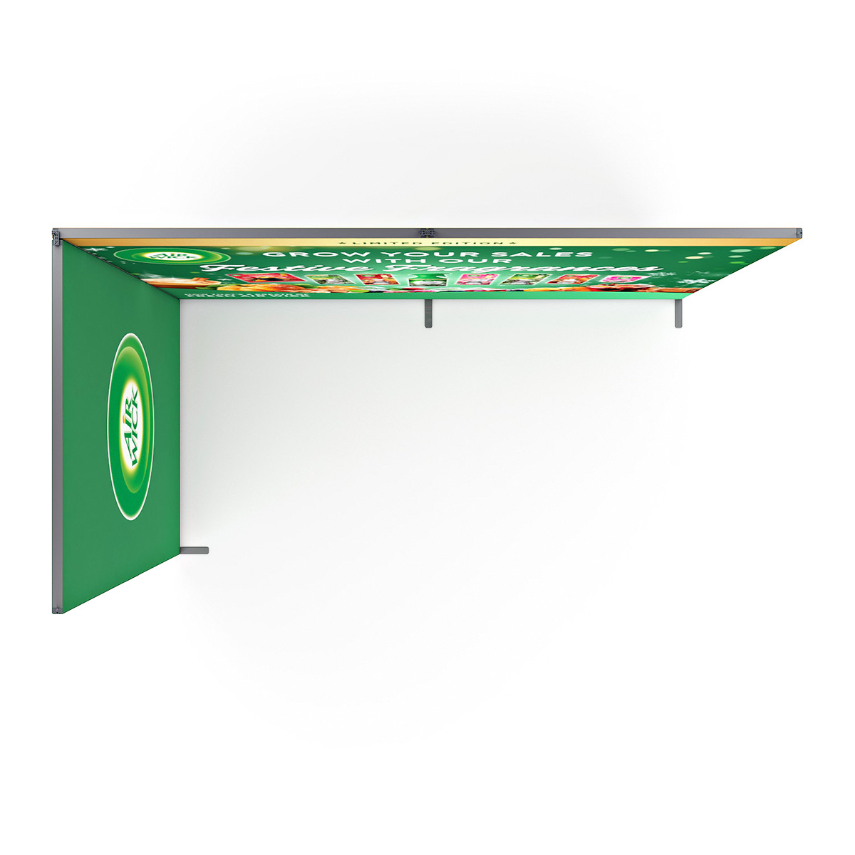 Overhead View FABLOK® SEG Fabric Display Stand Corner Display 3x2.