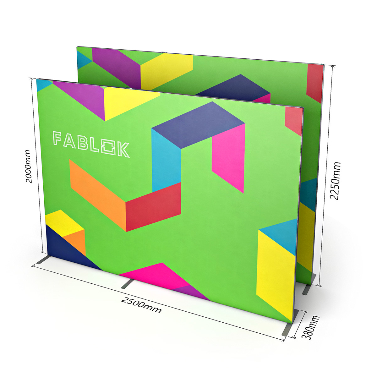 Dimensions of FABLOK® Tension Fabric SEG Display 2.5m