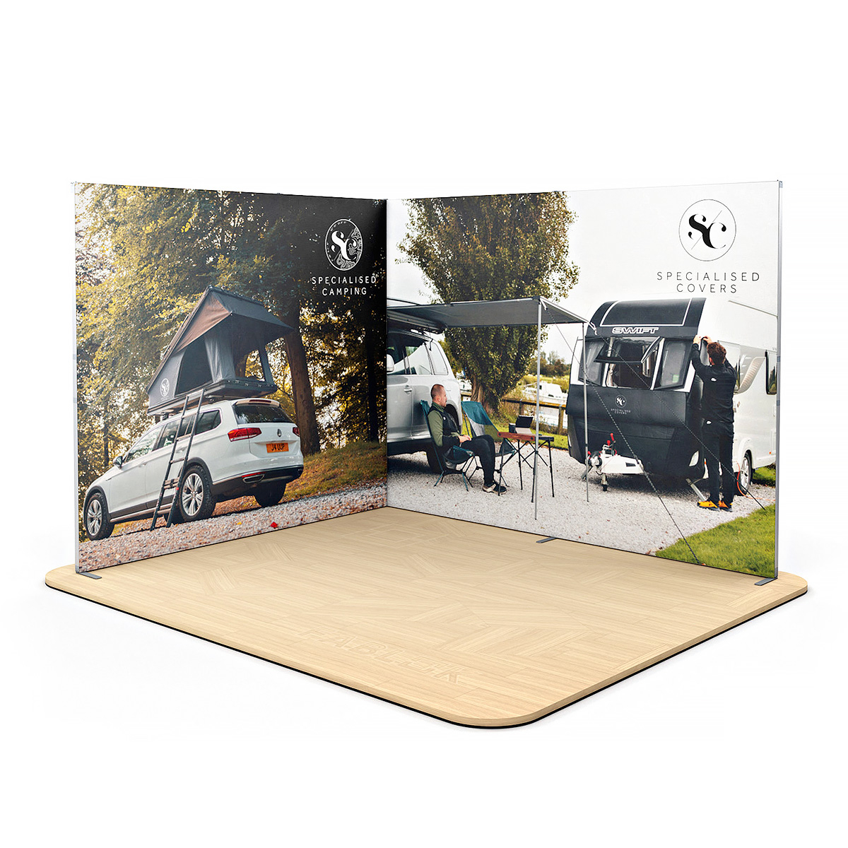 FABLOK<sup>®</sup> Tension Fabric Display Stand Exhibition Backdrop L-Shape 3x3