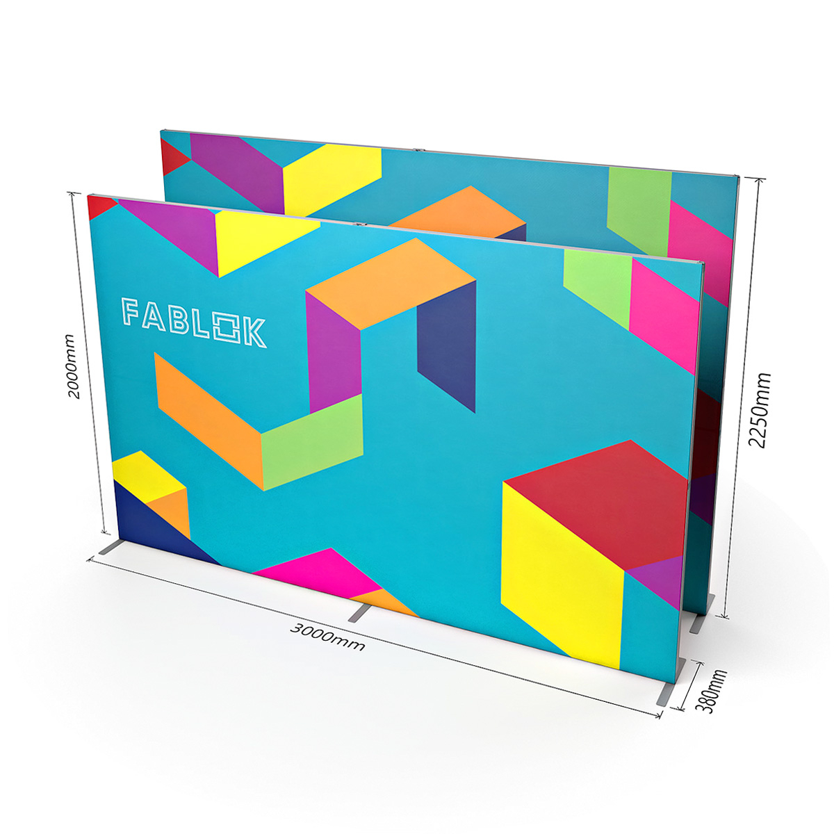 FABLOK® Tension Fabric Exhibition Stand SEG Display Banner 3m Wide Height Dimensions.