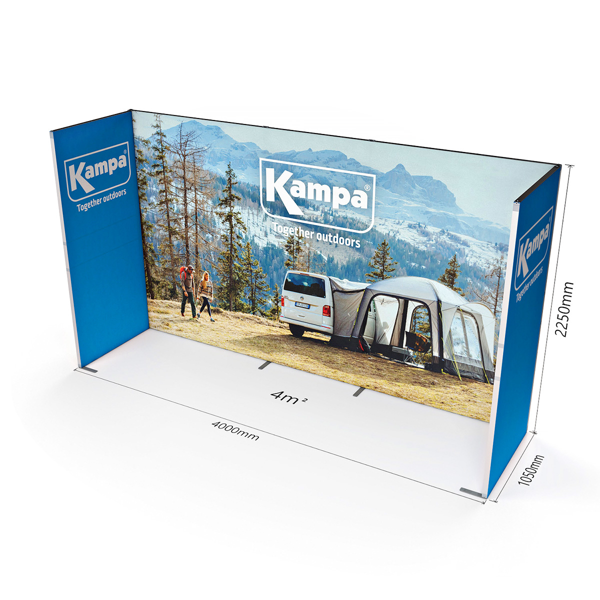 Dimensions of FABLOK® Tension Fabric Display Stand 4x1