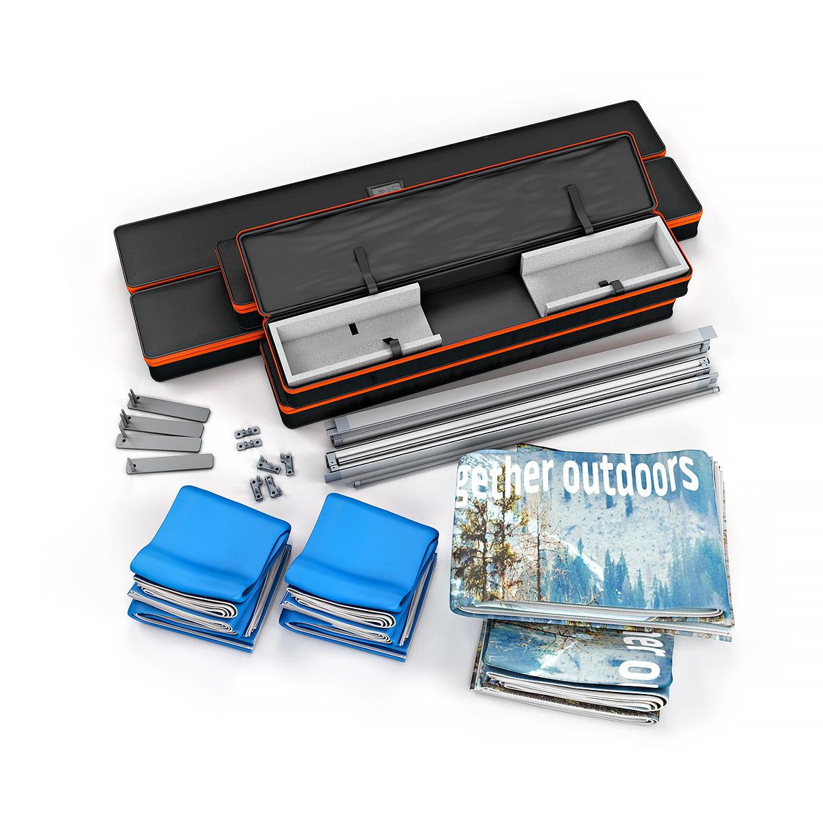 FABLOK® Exhibition Stand Components Including Folding SEG Frames And Silicone Edge Tension Fabric Graphics