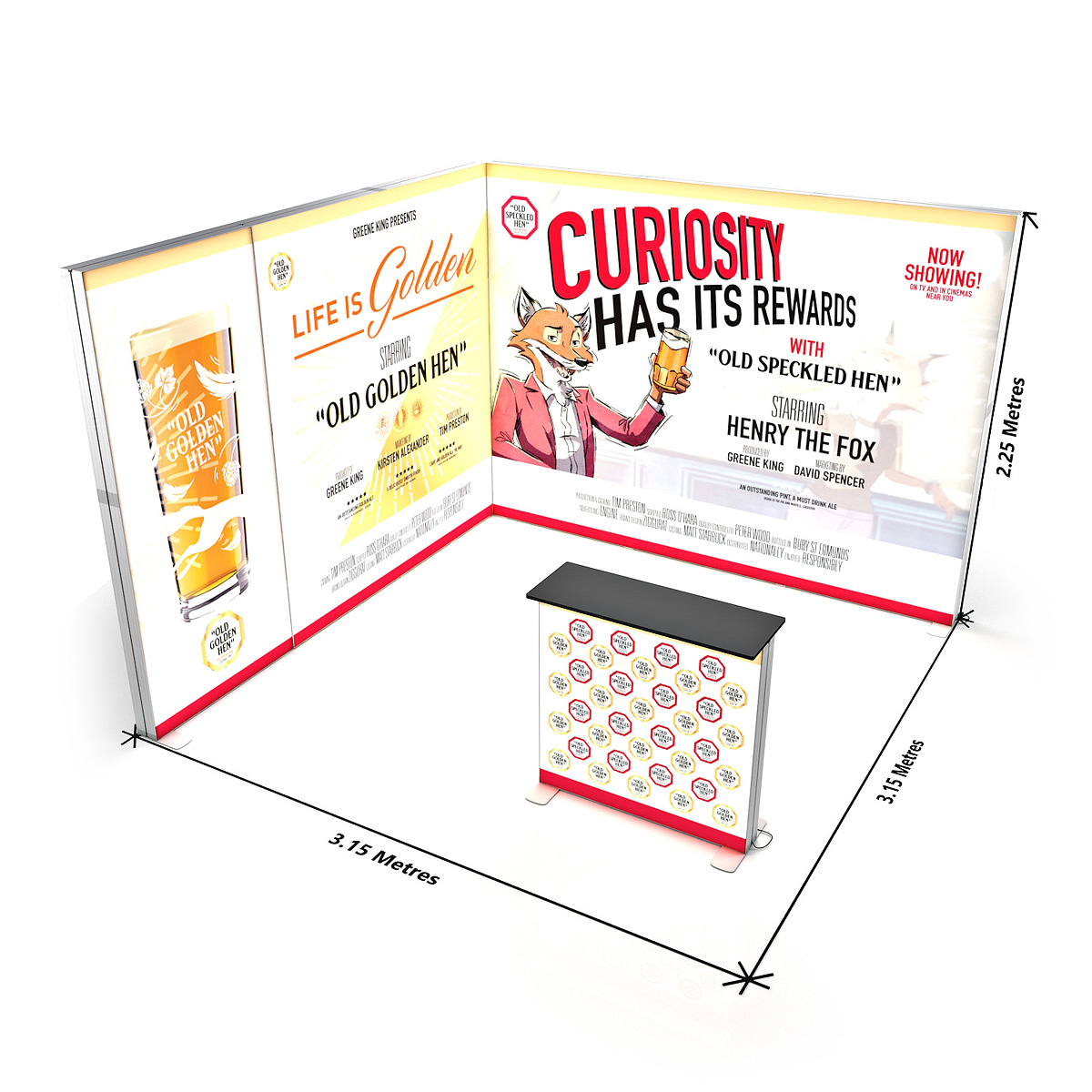 Dimensions of FABRILUX® 3m x 3m LED Lightboxes Tension SEG Fabric Exhibition Stands