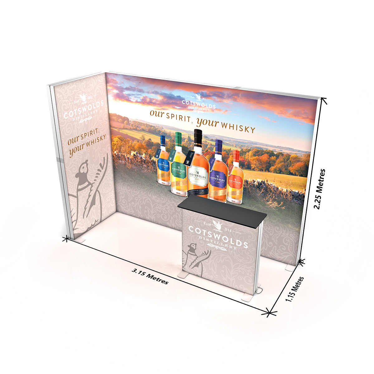 Dimensions of FABRILUX® 3x1 LED Fabric Lightbox Exhibition Stand