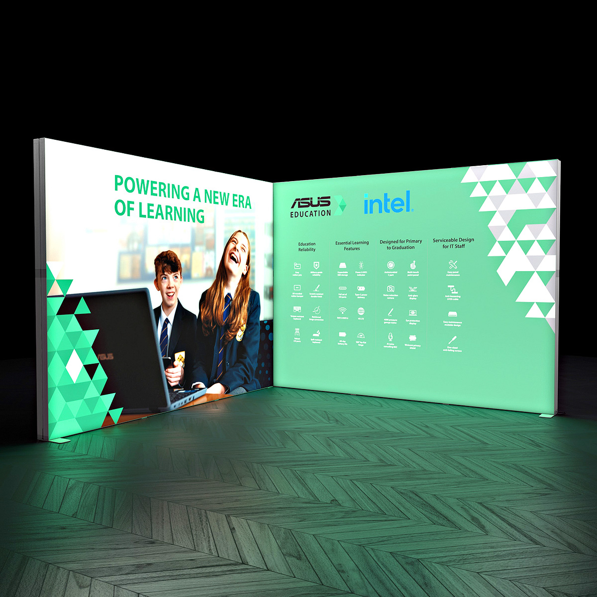 FABRILUX® 3x3 LED Lightbox Fabric Exhibition Stand Display Illuminated L-Shaped Corner Booth No Counter Kit 12