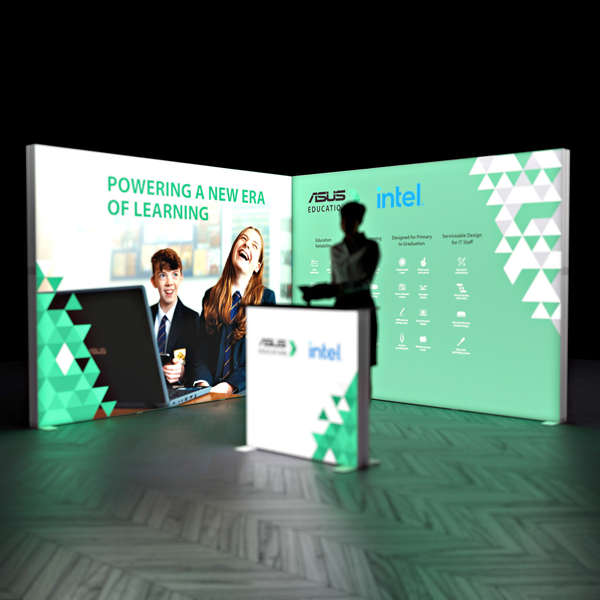 FABRILUX® 3x3 LED Lightbox Fabric Exhibition Stand Display Illuminated L-Shaped Corner Booth With Model Kit 12