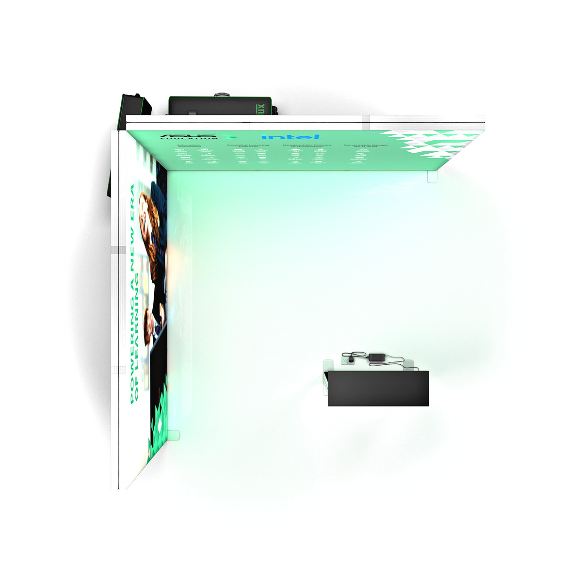 FABRILUX® 3x3 LED Lightbox Fabric Exhibition Stand Display L-Shaped Corner Booth Overhead Plan View Kit 12