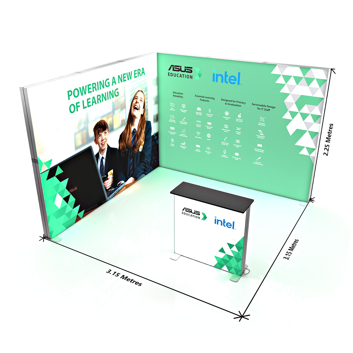 Dimensions of FABRILUX® 3x3 LED Lightbox Fabric Exhibition Stand Display Kit 12