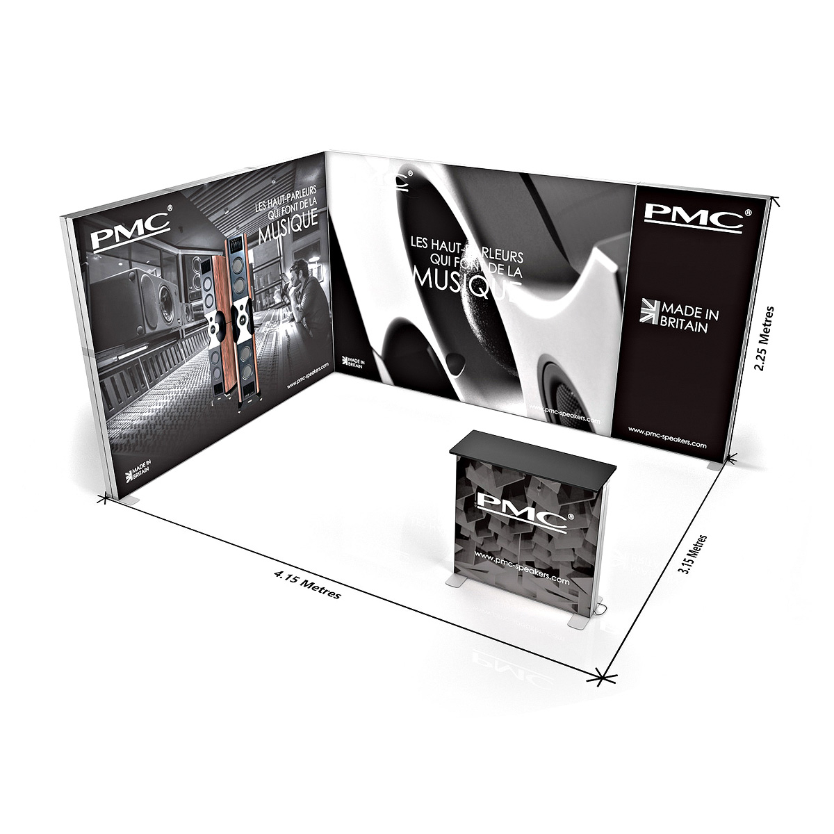 Dimensions of FABRILUX® 3x4 LED Fabric Lightbox L-Shaped Pop Up Stand Kit 16