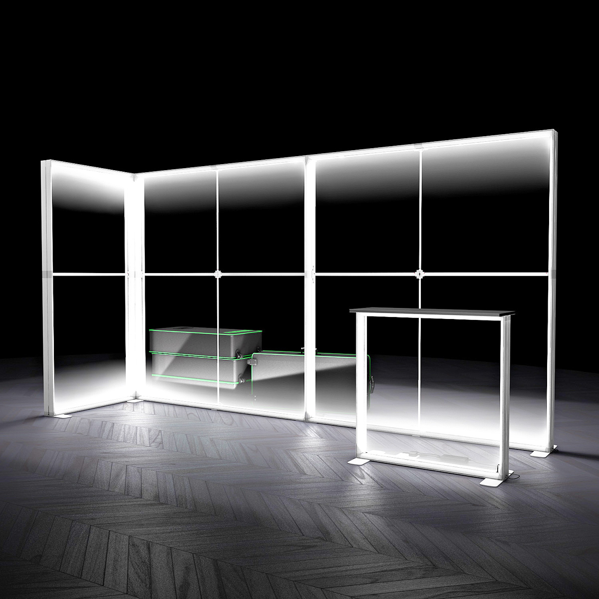 FABRILUX® 4x1m LED Fabric Lightbox Exhibition Stand Corner Backdrop Display White TFS Light Box Frames Illuminated Kit 17