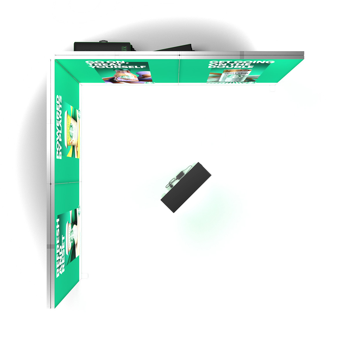 FABRILUX® 4x4 LED Fabric Lightboxes SEG Tension Fabric Exhibition Stand Overhead Floorplan