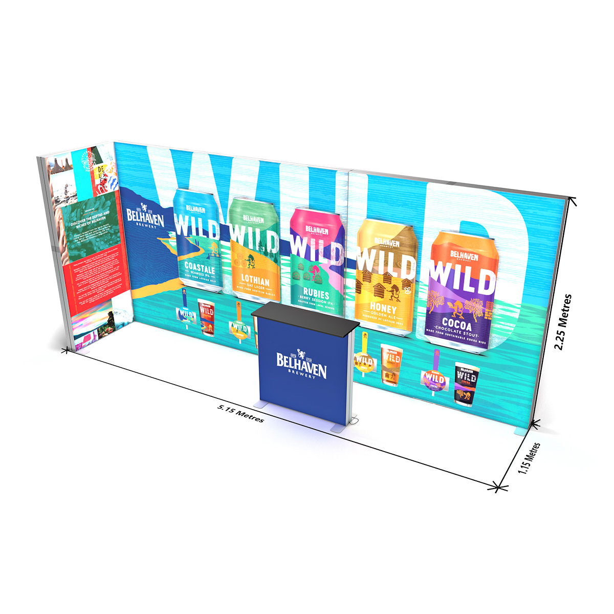FABRILUX® 5x1 LED Fabric SEG Lightbox L-Shape Corner Backlit Pop Up Stand Floorplan Dimensions Kit 23