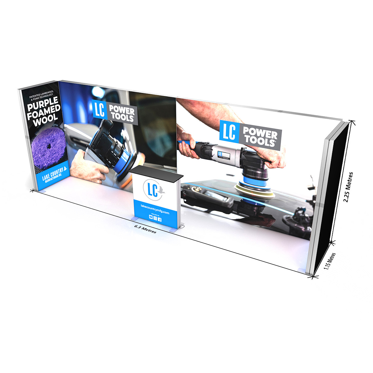 FABRILUX® 6x1 LED Fabric Lightbox Display Illuminated Exhibition Stand Backdrop Floorplan Size Dimensions Kit 28