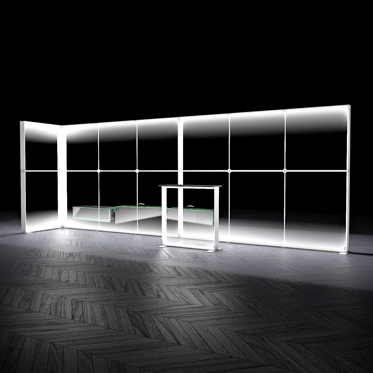 FABRILUX® 6x1 LED Fabric Lightbox L-Shape Backlit Pop Up Stand SEG Display Illuminated White TFS Frame Kit 26