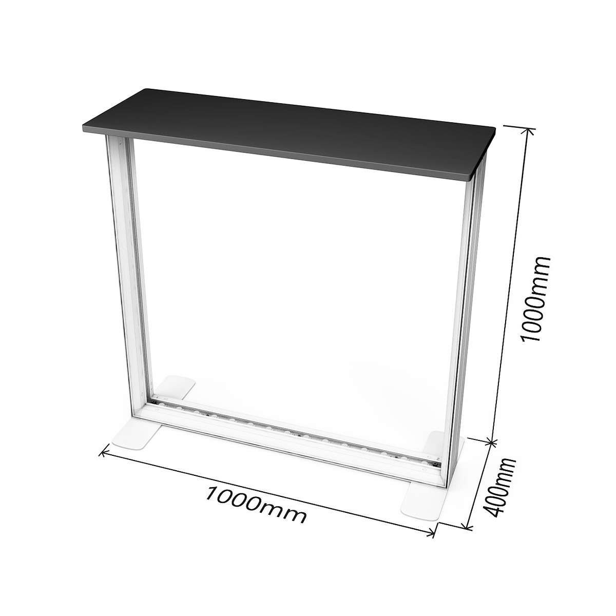 FABRILUX® LED Exhibition Counter Lightbox 1m x 1m Dimensions