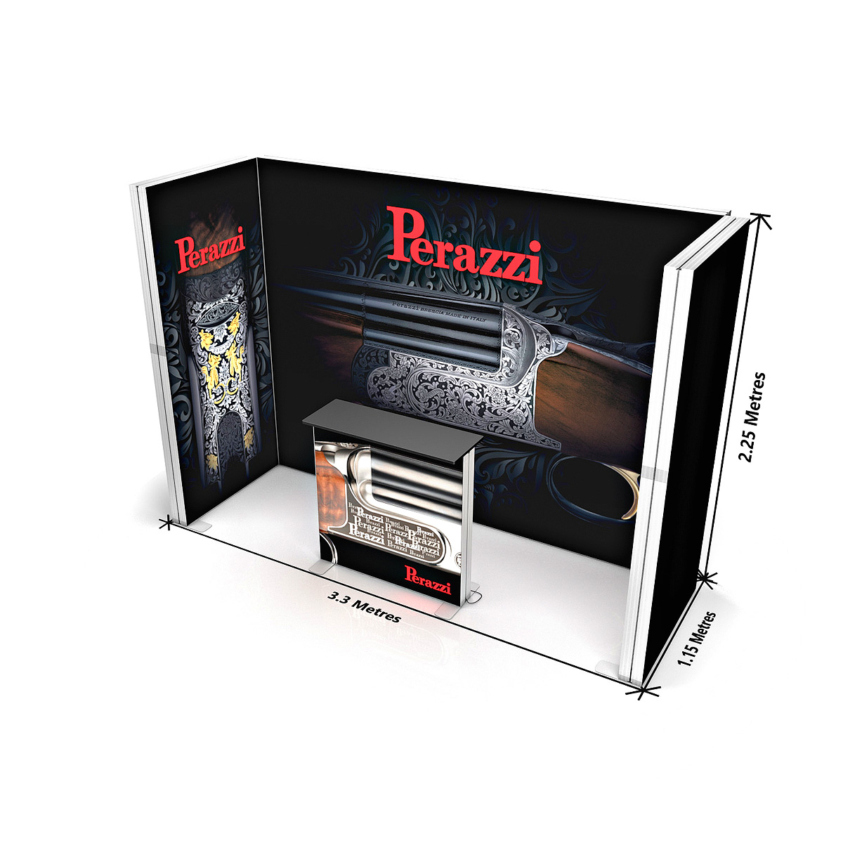 Dimensions of FABRILUX® LED Lightbox Exhibition Stand Illuminated Booth 3x1 Kit 15
