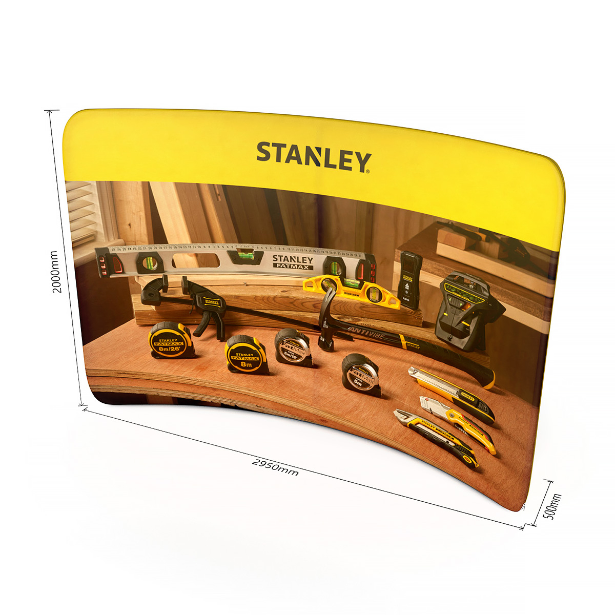 CURVE Tension Fabric Display Stand Exhibition Backdrop Banner Wall 3m x 2m FABRIWALL® Size Dimensions.