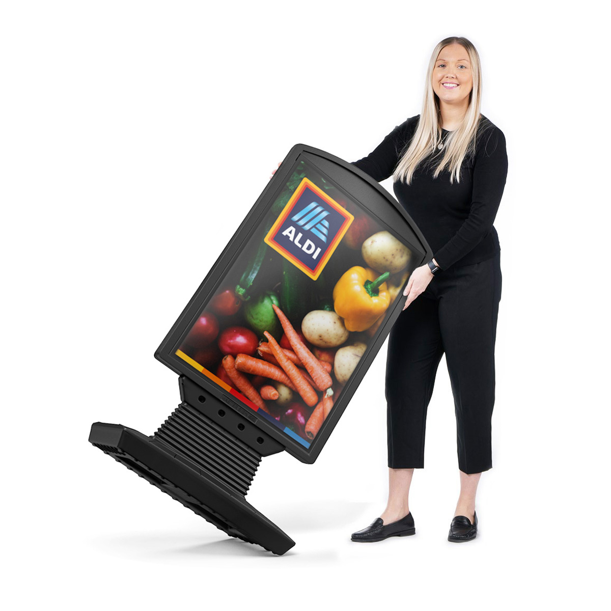 FLEXMASTER® Pavement Sign is Has a Wheeled Base, Is Portable And Easy To Move When Needed