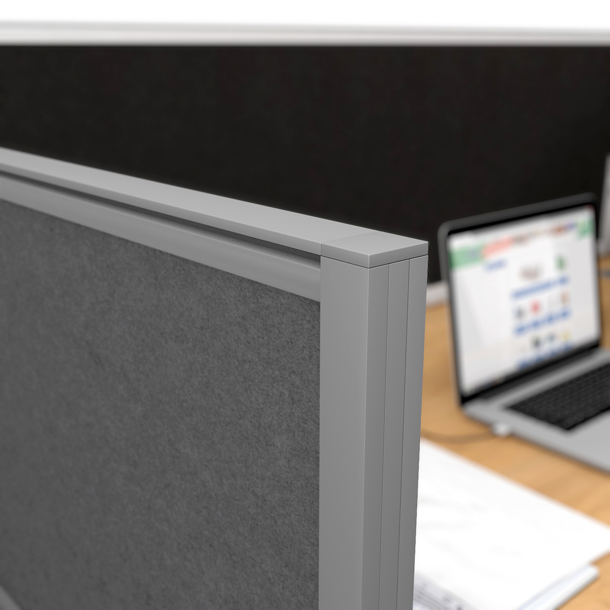 FRONTIER® Acoustic Desk Divider Screen Corner Close Up
