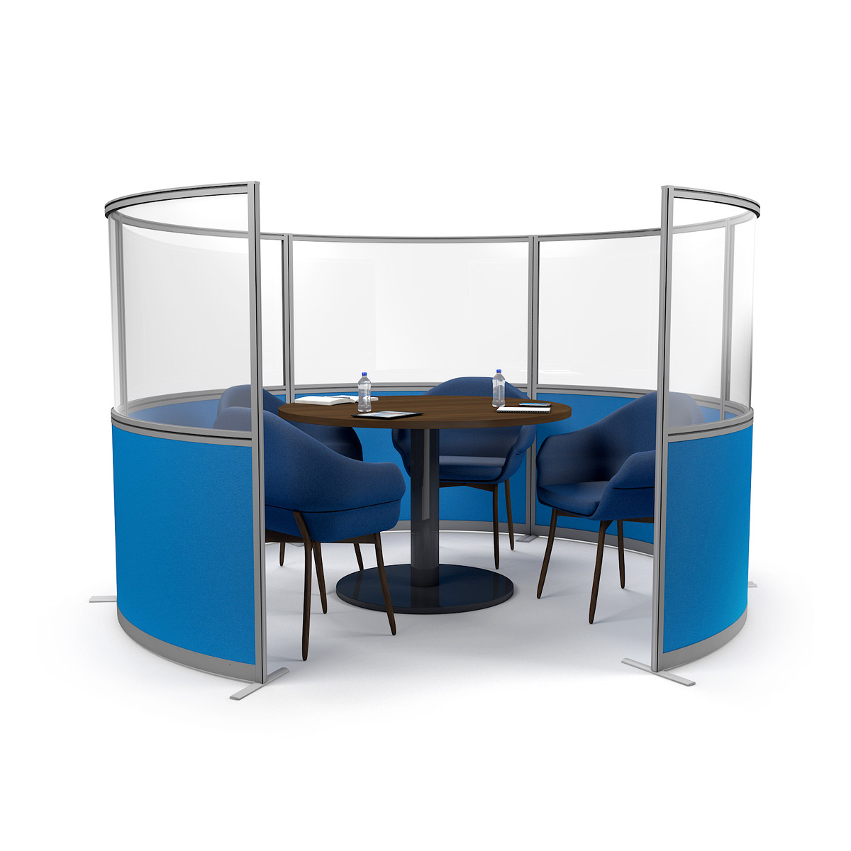 FRONTIER® Curved Glass Perspex® Meeting Pod Cubicle - Link Multiple Curve Screens to Create Meeting Pods Or Private Workstations