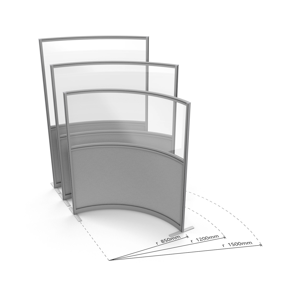 FRONTIER® Curved Glass Perspex Screens - Choose From Three Radius