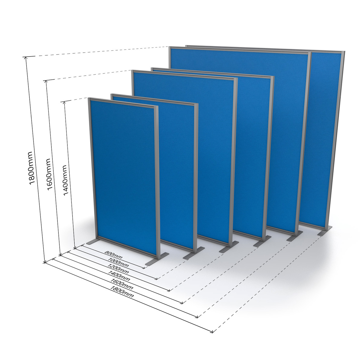 Dimensions of FRONTIER® Free Standing Office Partitions