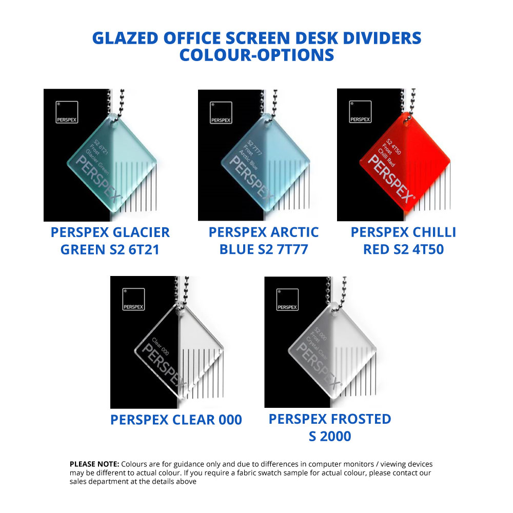 FRONTIER® Perspex Office Screen Colour Options