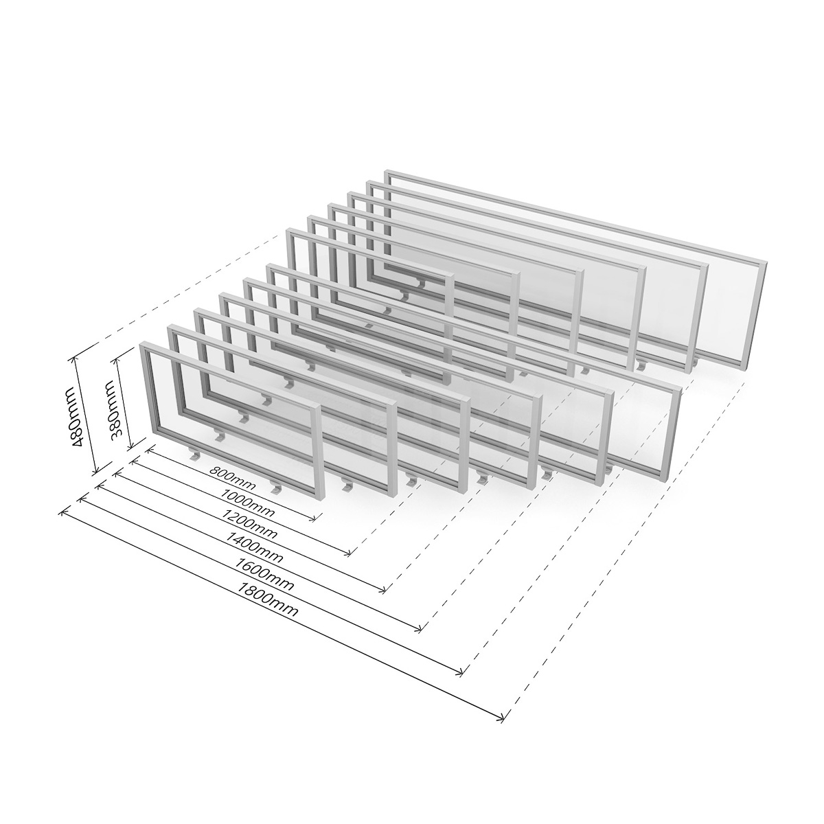 Dimensions of FRONTIER® Glazed Office Screen Desk Dividers