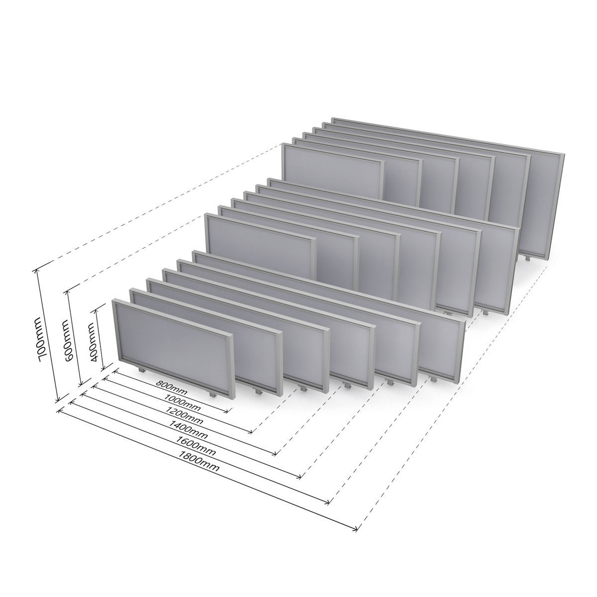 Dimensions of FRONTIER® Medical Screens Anti Microbial Desk Screen Dividers
