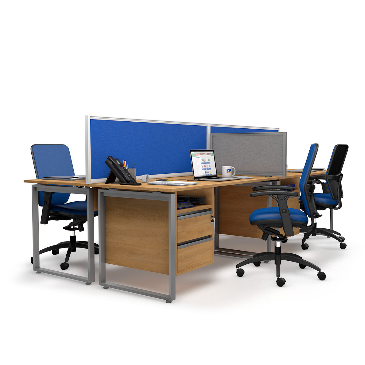 FRONTIER® Office Screen Desk Dividers 4 Desk Workstation