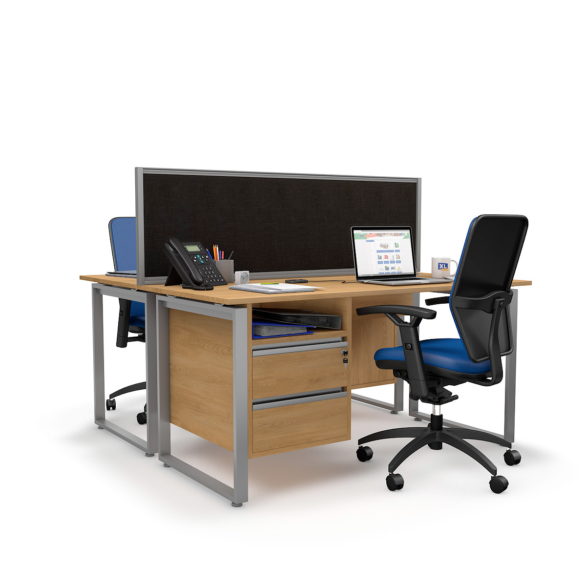FRONTIER® Office Screen Desk Dividers  - Black Desk Screens With Silver Frame