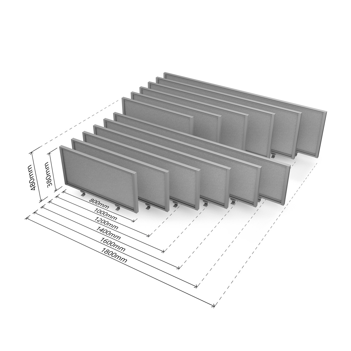 FRONTIER® Office Screen Desk Dividers Dimensions