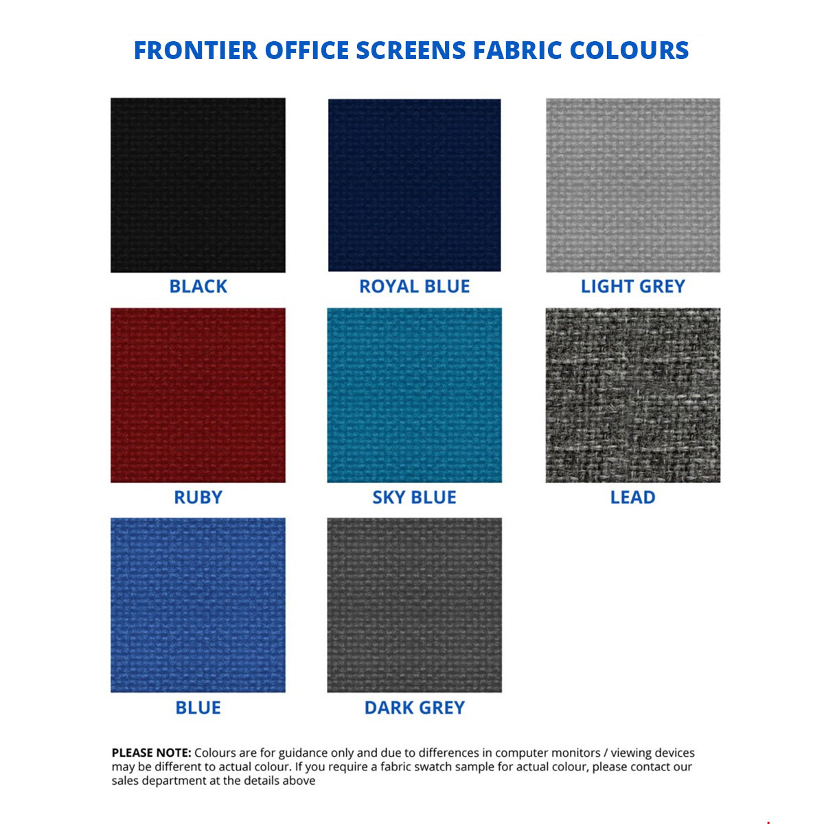 FRONTIER® Office Screens Are Available in 8 Fabric Colours